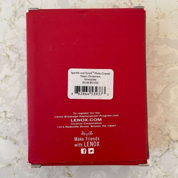 Lenox Sparkle and Scroll Multi-Crystal Heart Ornament - Picture 3 of 4